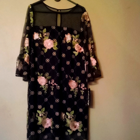 madison leigh Dresses & Skirts - Beautiful embroidered Madison Leigh sheer neck and sleeve dress